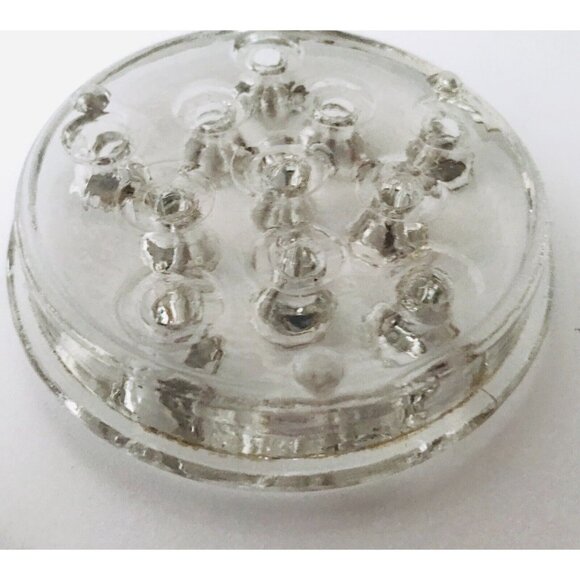 Vintage Thick Glass Flower Frog Clear Heavy 11 Holes Floral Arranging 3.25" - Picture 5 of 6